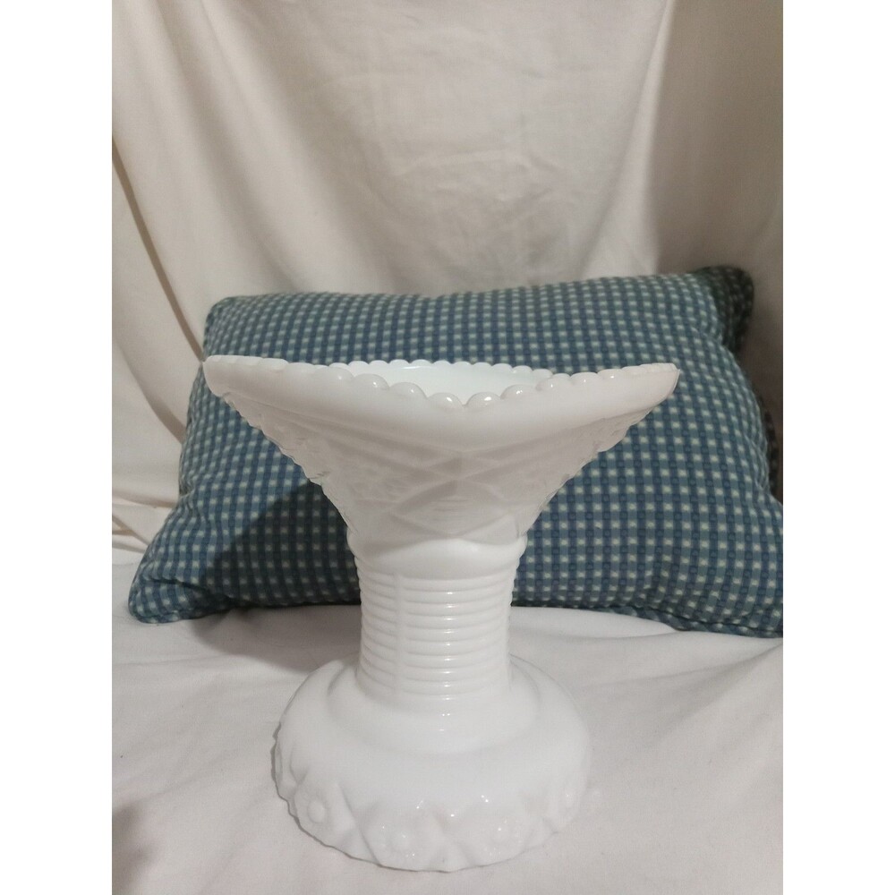 Vintage McKee White Milk Glass Vase Pedestal Made in USA 1940's 5.5" Tall